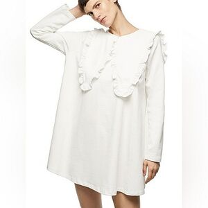 Zara Contrasting Scarf Dress in Off-White Size M New With Tags